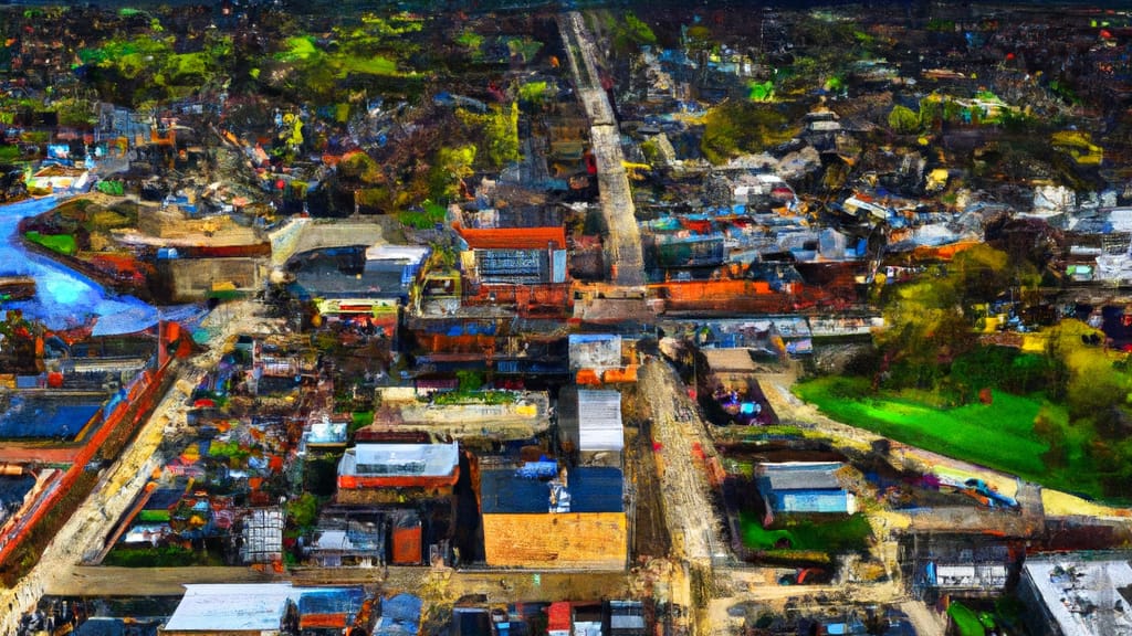 Painesville, Ohio painted from the sky