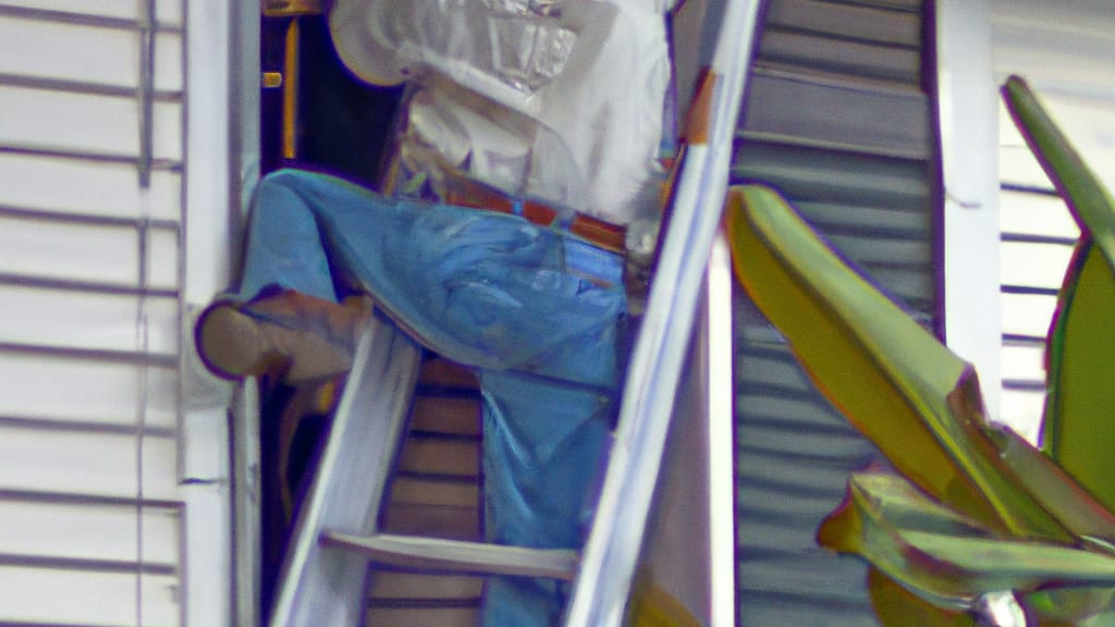 Man climbing ladder on Abbeville, Louisiana home to replace roof