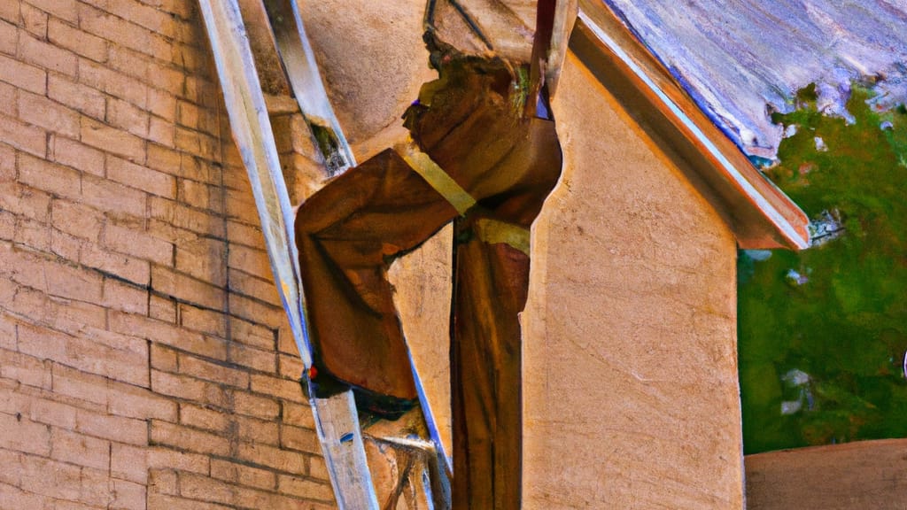 Man climbing ladder on Abilene, Texas home to replace roof