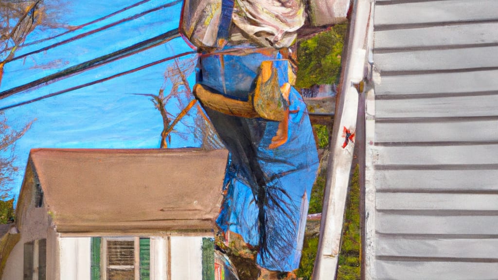 Man climbing ladder on Acworth, Georgia home to replace roof