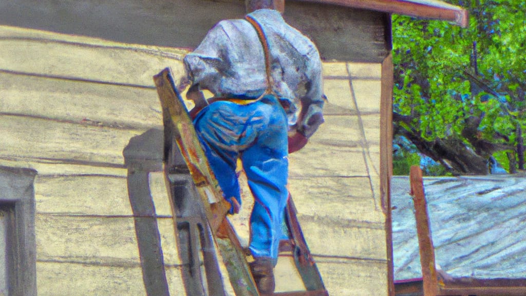 Man climbing ladder on Alamo, Texas home to replace roof