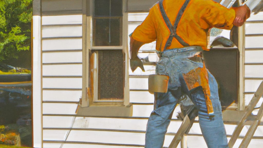 Man climbing ladder on Albany, Oregon home to replace roof
