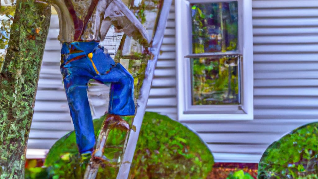 Man climbing ladder on Alcoa, Tennessee home to replace roof