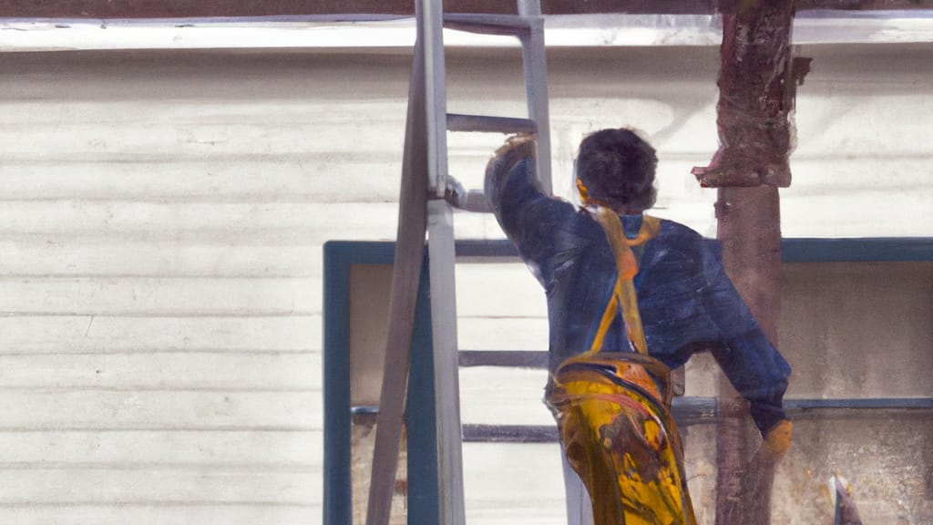 Man climbing ladder on Alhambra, California home to replace roof