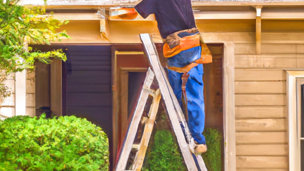 Man climbing ladder on Allen, Texas home to replace roof