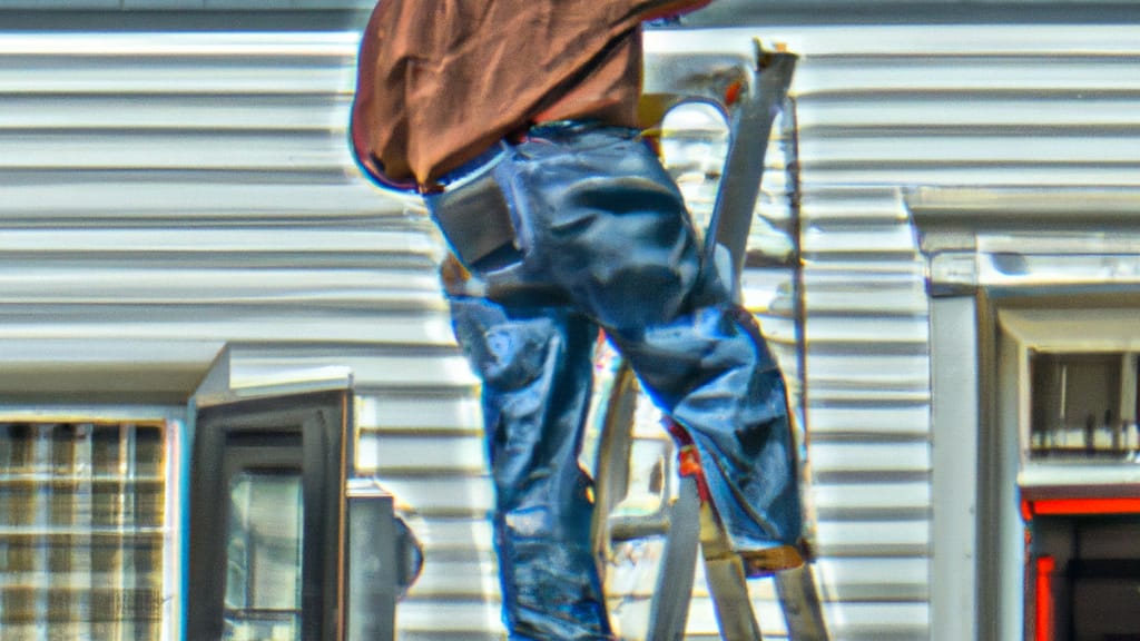 Man climbing ladder on Americus, Georgia home to replace roof