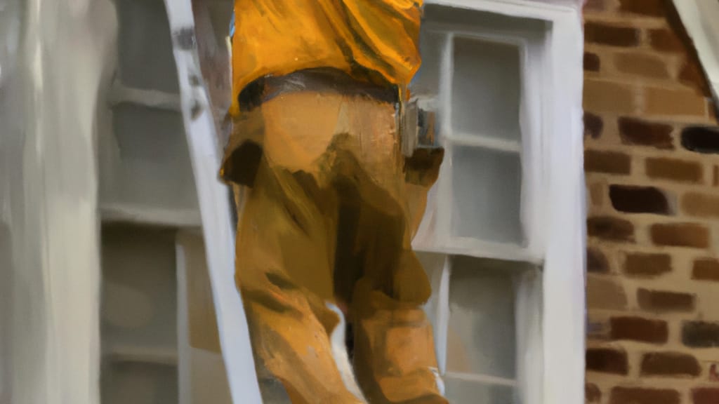 Man climbing ladder on Amsterdam, New York home to replace roof