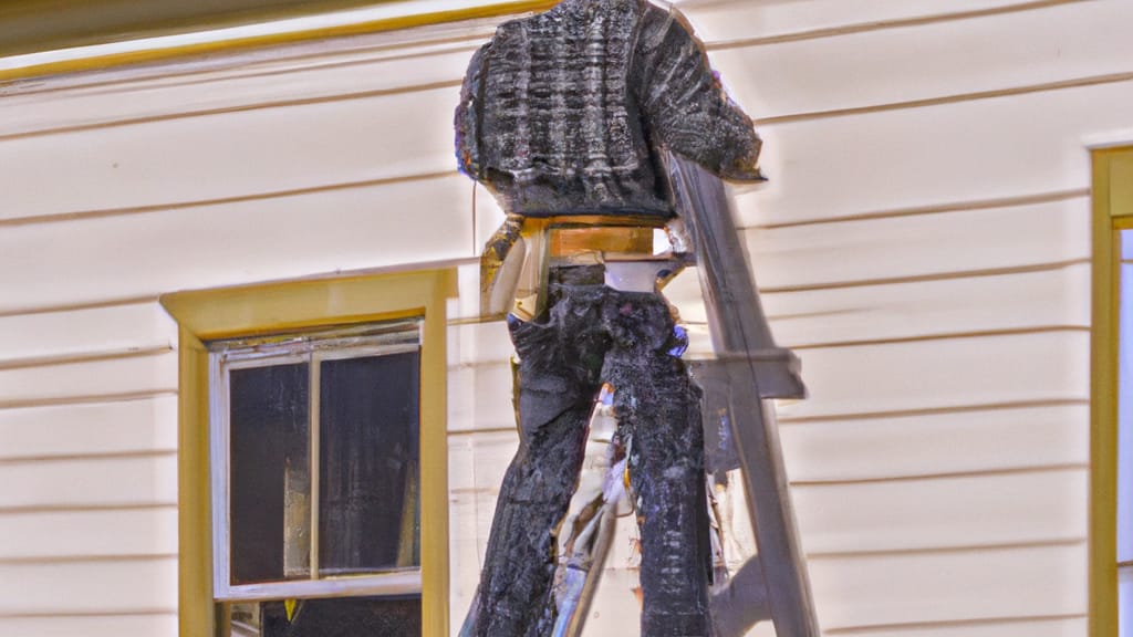 Man climbing ladder on Arroyo Grande, California home to replace roof