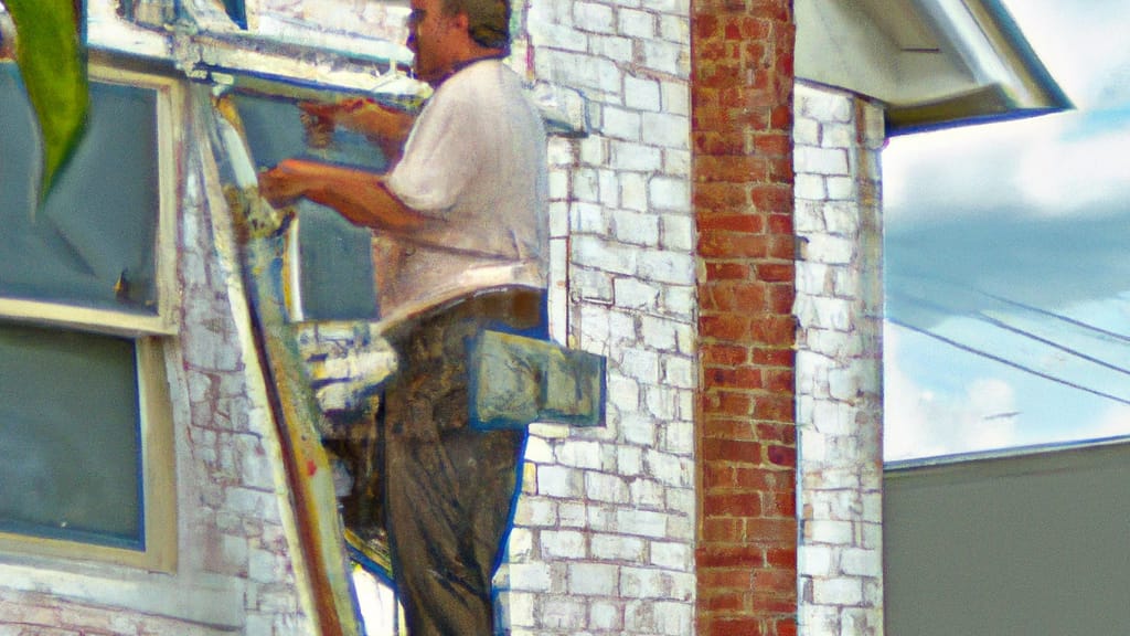 Man climbing ladder on Ashland, Kentucky home to replace roof