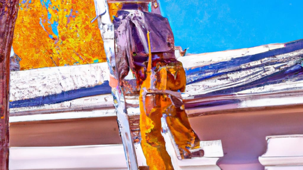 Man climbing ladder on Aspen, Colorado home to replace roof