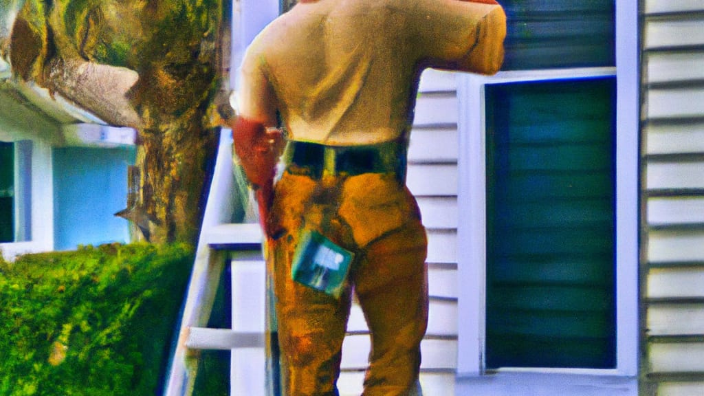 Man climbing ladder on Atlantic Beach, Florida home to replace roof