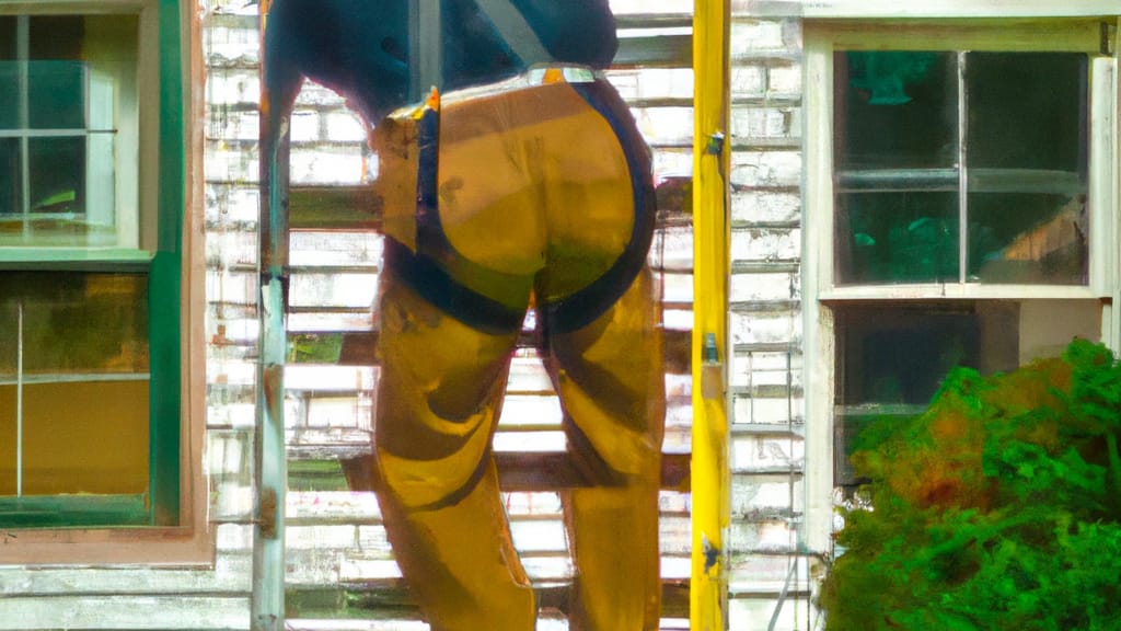 Man climbing ladder on Augusta, Michigan home to replace roof