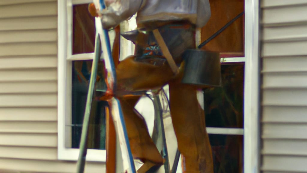 Man climbing ladder on Austell, Georgia home to replace roof