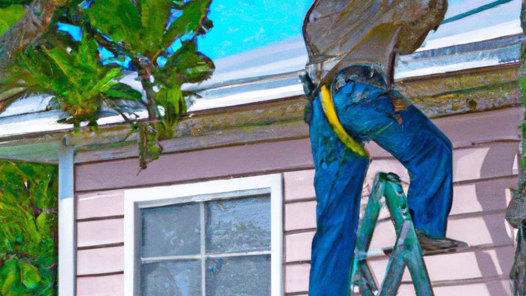 Man climbing ladder on Avon Park, Florida home to replace roof