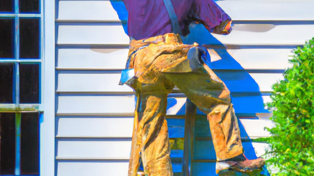 Man climbing ladder on Azle, Texas home to replace roof