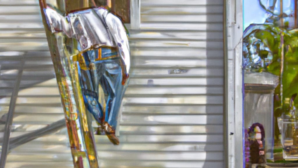 Man climbing ladder on Baker, Louisiana home to replace roof