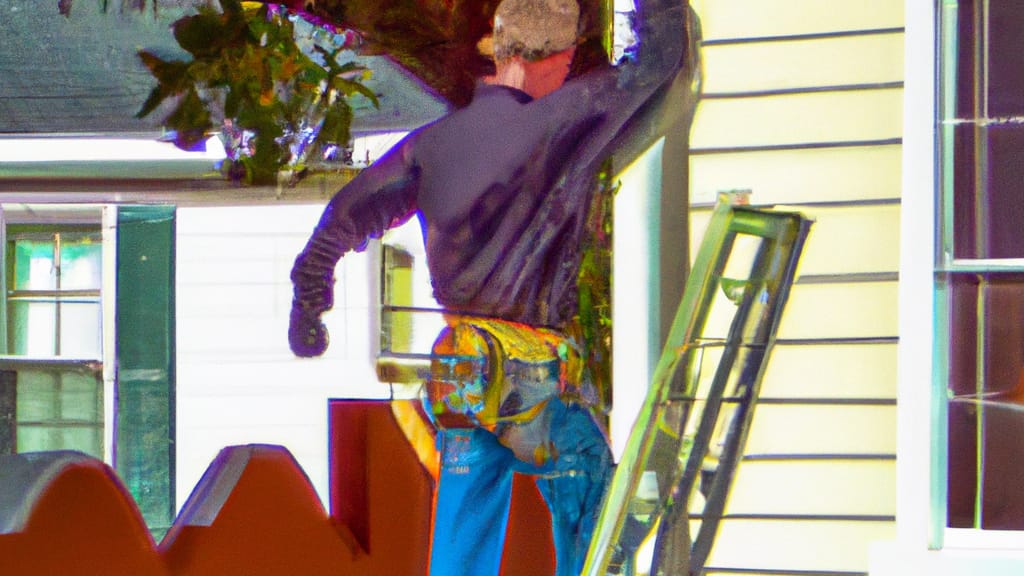Man climbing ladder on Beaufort, South Carolina home to replace roof