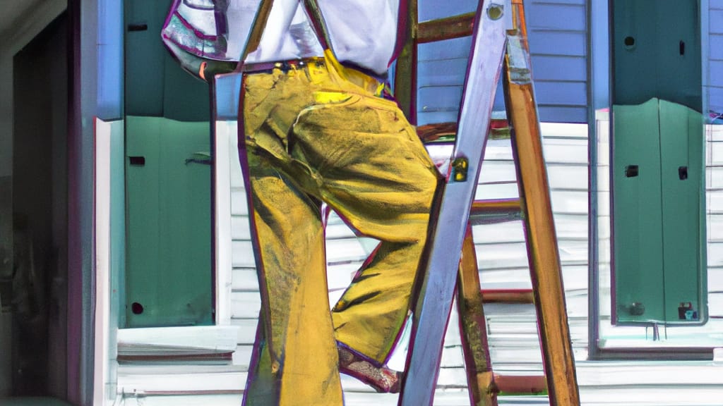 Man climbing ladder on Belle Chasse, Louisiana home to replace roof