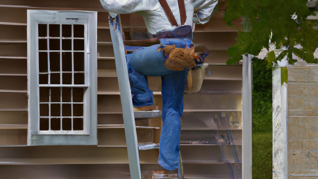 Man climbing ladder on Belton, Texas home to replace roof