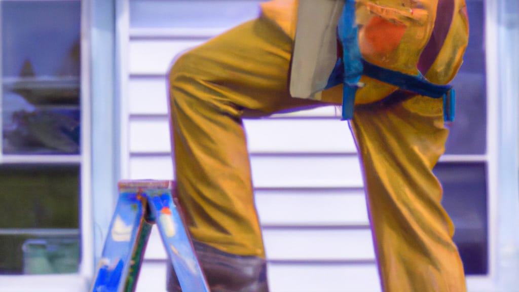 Man climbing ladder on Beltsville, Maryland home to replace roof