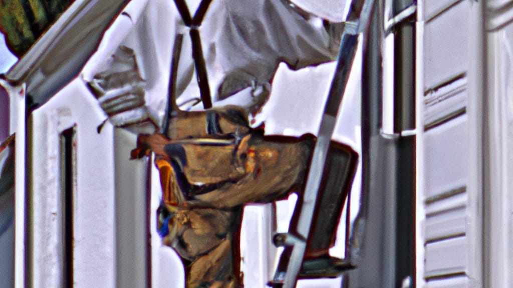 Man climbing ladder on Benicia, California home to replace roof
