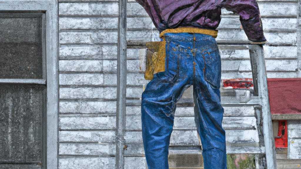 Man climbing ladder on Berlin, Wisconsin home to replace roof