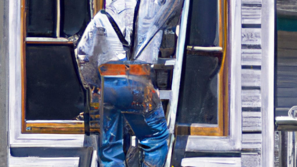 Man climbing ladder on Berwick, Pennsylvania home to replace roof