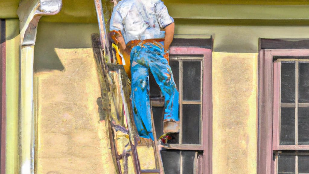 Man climbing ladder on Big Spring, Texas home to replace roof