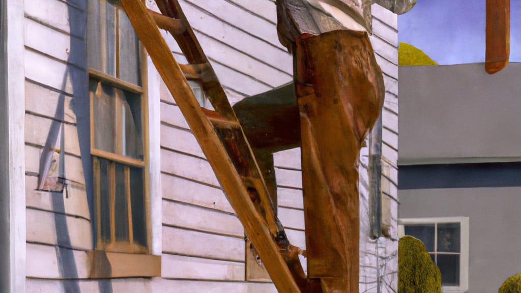 Man climbing ladder on Boise, Idaho home to replace roof