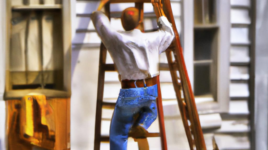 Man climbing ladder on Bolivar, Tennessee home to replace roof