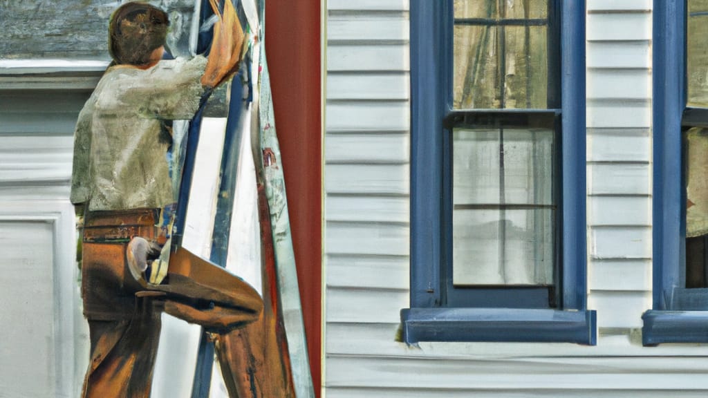 Man climbing ladder on Boone, Iowa home to replace roof