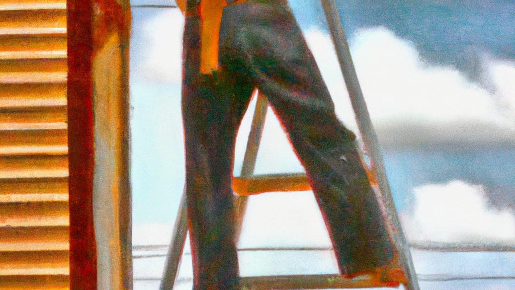 Man climbing ladder on Borger, Texas home to replace roof