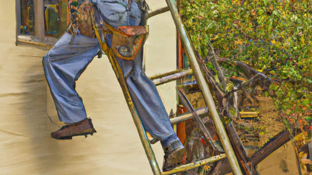 Man climbing ladder on Boulder, Colorado home to replace roof