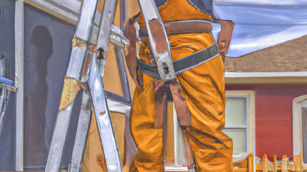 Man climbing ladder on Bountiful, Utah home to replace roof