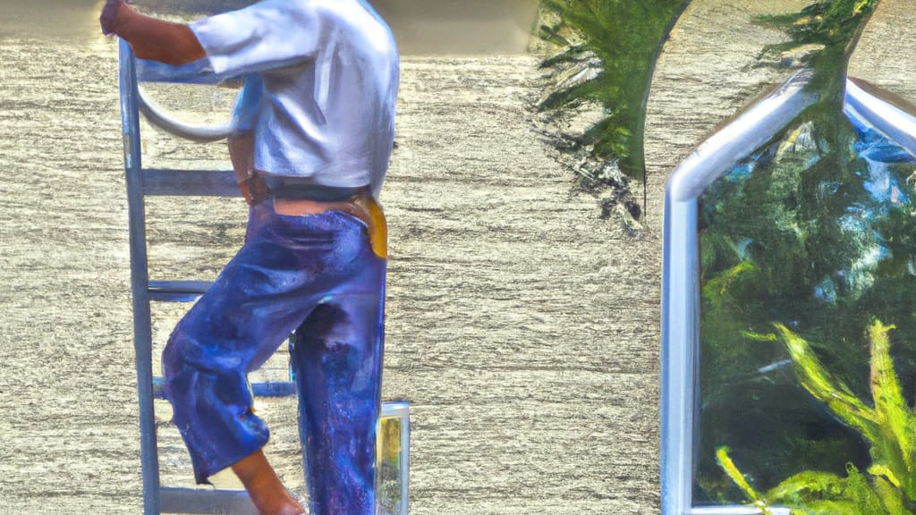 Man climbing ladder on Bradenton, Florida home to replace roof