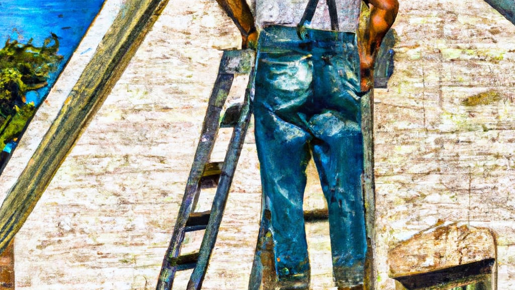 Man climbing ladder on Breckenridge, Texas home to replace roof