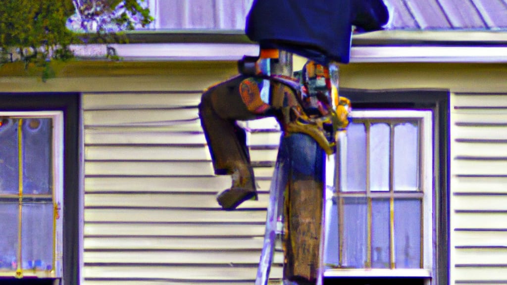 Man climbing ladder on Brenham, Texas home to replace roof