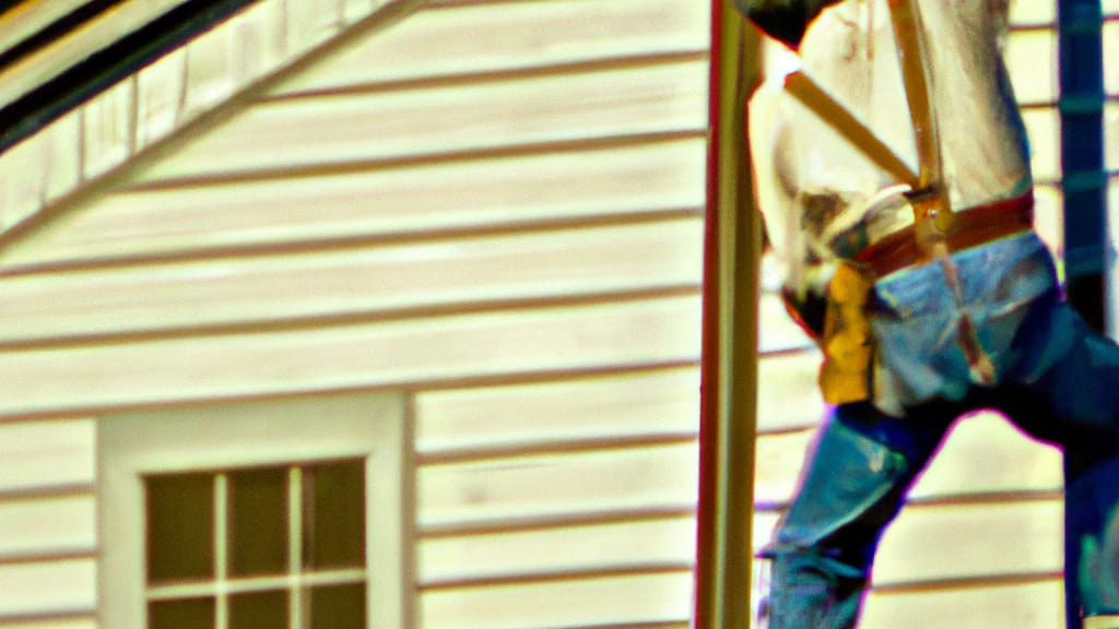 Man climbing ladder on Bridge City, Texas home to replace roof