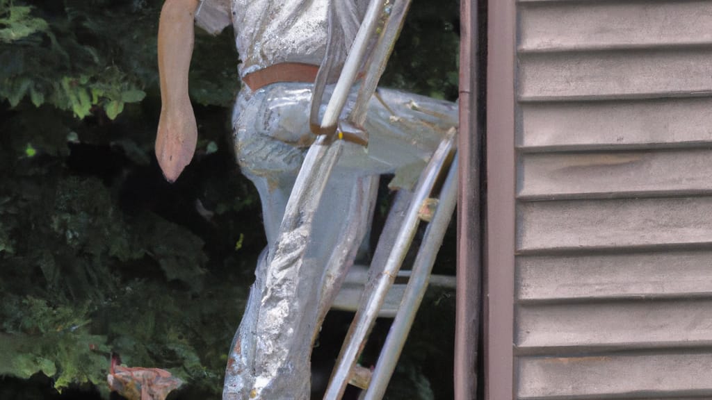 Man climbing ladder on Brownsville, Tennessee home to replace roof