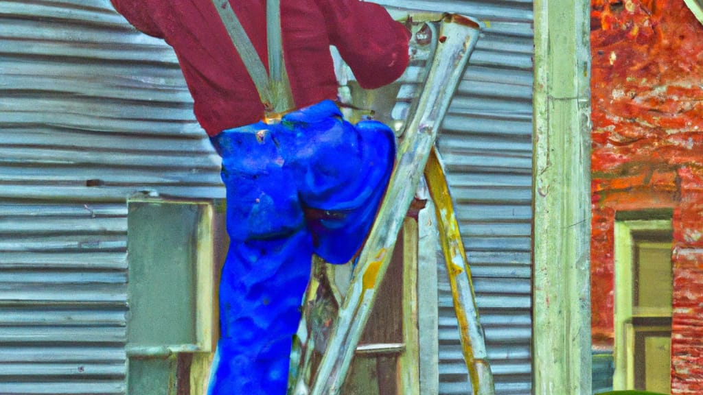 Man climbing ladder on Brunswick, Ohio home to replace roof