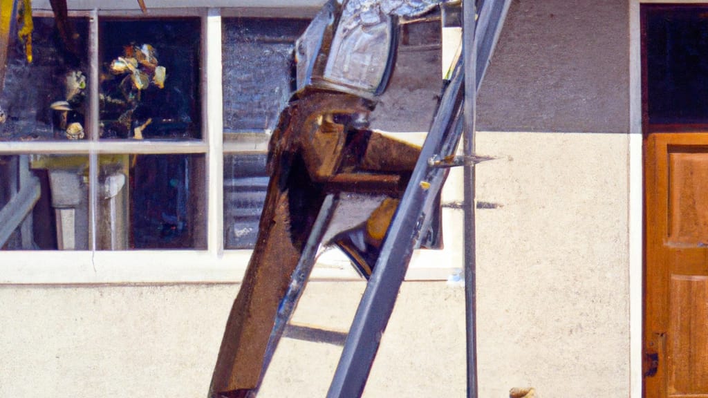Man climbing ladder on Buena Park, California home to replace roof