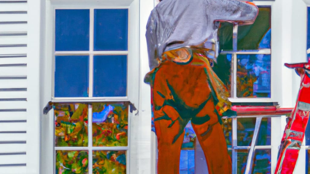 Man climbing ladder on Cambridge, Maryland home to replace roof