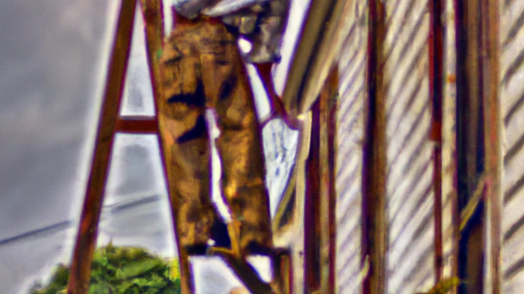 Man climbing ladder on Camden, Arkansas home to replace roof