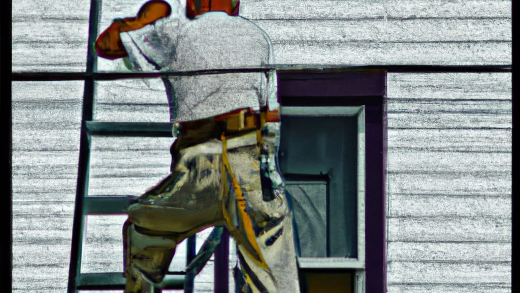 Man climbing ladder on Canandaigua, New York home to replace roof