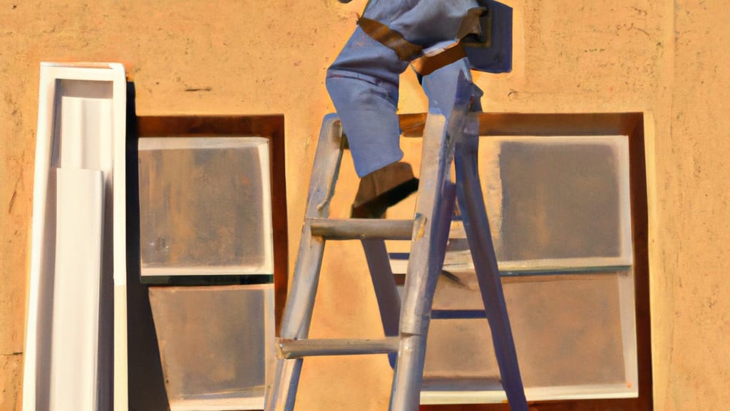 Man climbing ladder on Canutillo, Texas home to replace roof