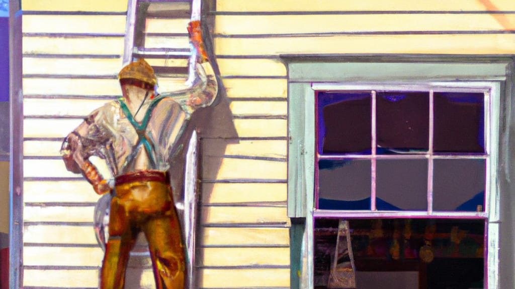 Man climbing ladder on Capitola, California home to replace roof