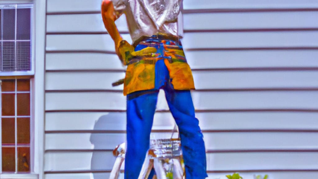 Man climbing ladder on Carlisle, Pennsylvania home to replace roof