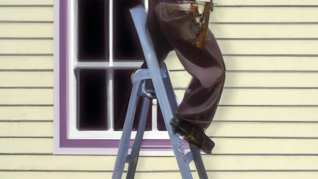 Man climbing ladder on Carpinteria, California home to replace roof