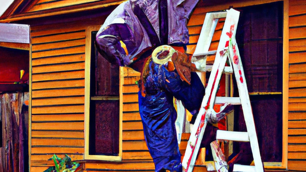 Man climbing ladder on Carrollton, Texas home to replace roof