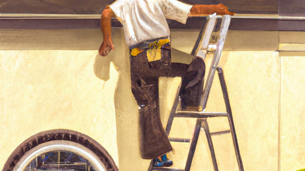 Man climbing ladder on Carson, California home to replace roof